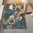 thumbnail image 2 of Dreamtimes Bathroom Rug Toiletry Mat Set Art Skull Flower Print, Soft Absorbent Bath Rug and U-Shaped Contour Toilet Rug, Non-Slip Bath Carpet Bath Mats for Bathroom 17.3"x13.4"+23.6"x15.7", 2 of 5