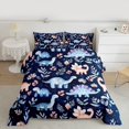 thumbnail image 2 of Homewish Cute Dinosaur Dino Full Size Comforter Sets,Wild Animal Bedding Comforter Set,Blue Tropical Leaves Bedding Sets For Kids,Luxury Bedroom Decor Reversible,3-Piece, 2 of 8