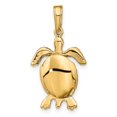 thumbnail image 3 of Real 14kt Yellow Gold Solid Polished 3-D Moveable Turtle Pendant; for Adults and Teens; for Women and Men, 3 of 5