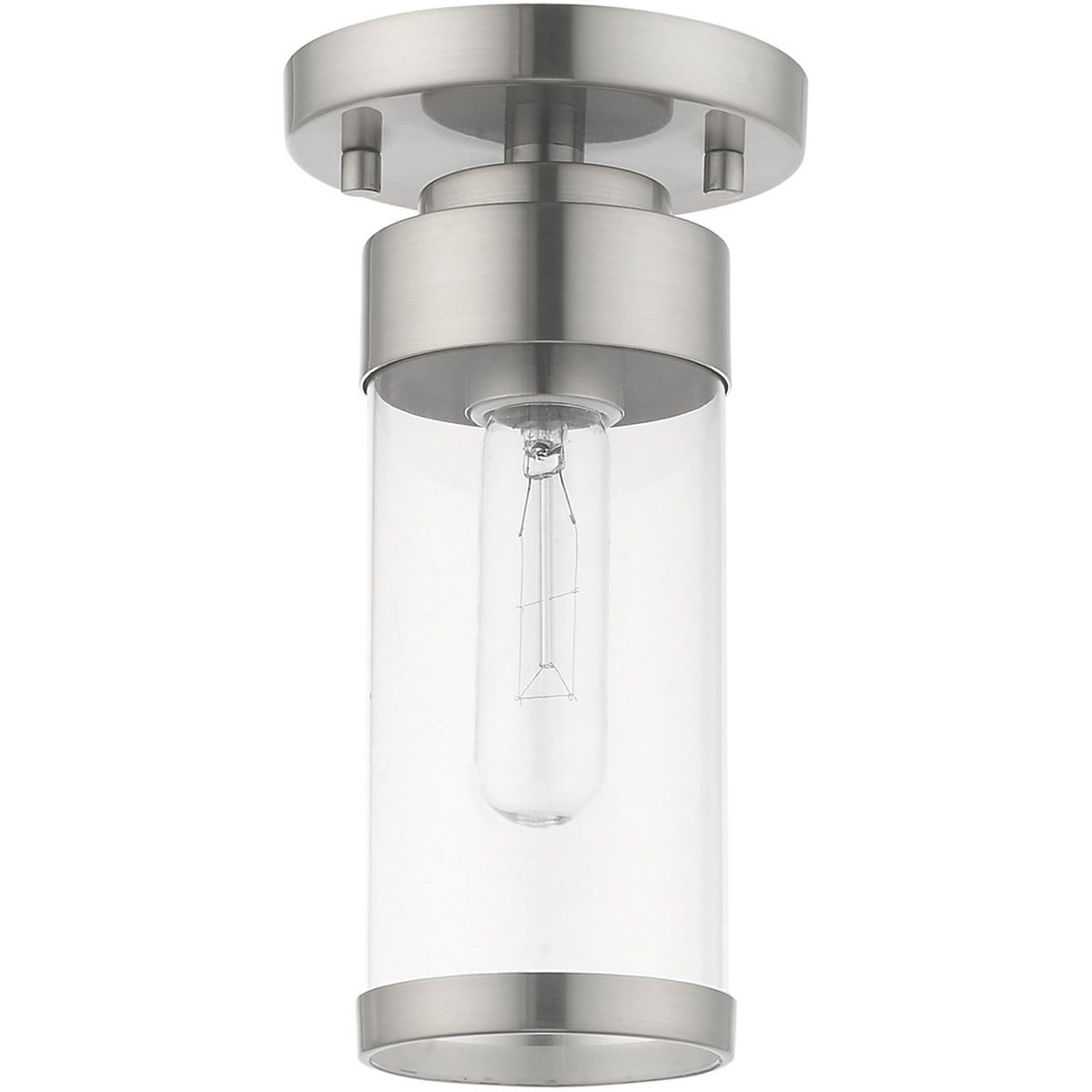 1 Light Brushed Nickel Ceiling Light fixture with Clear Glass Shade