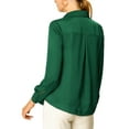 thumbnail image 4 of INSPIRE CHIC Women's Elegant Shirts V Neck Point Collar Long Sleeve Smooth Satin Blouse XL Green, 4 of 9