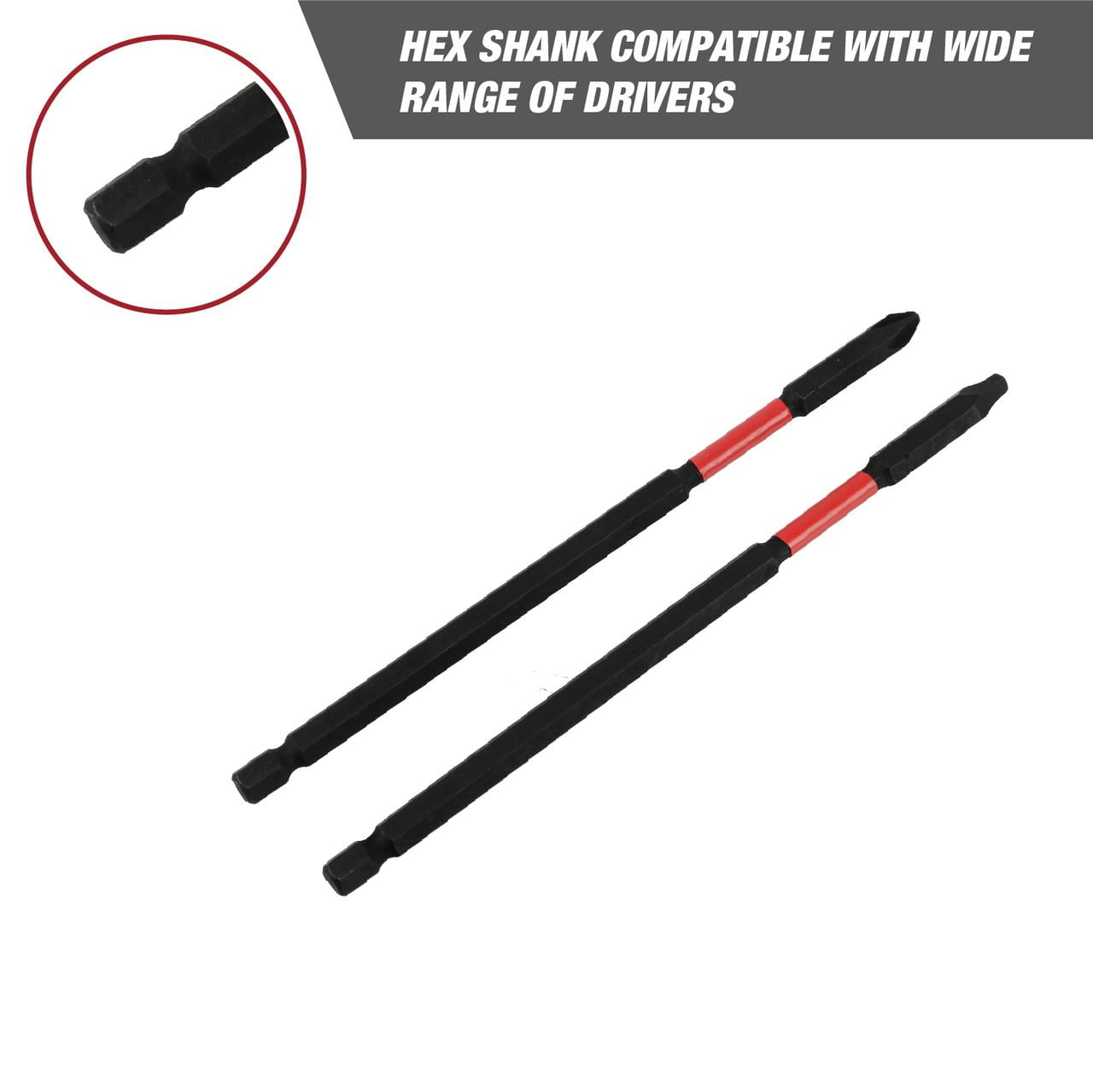 Hyper Tough 2-Piece Long Impact Driver Hex Shank Drill Bits
