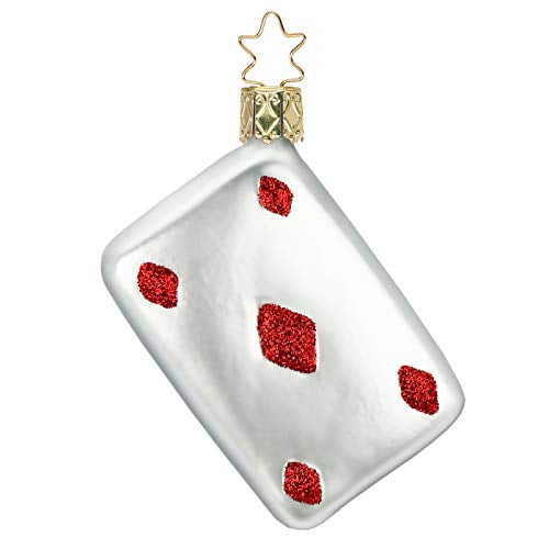 Inge Glas Five of Diamonds Card German Glass Christmas Ornament FREE BOX