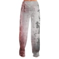 thumbnail image 5 of Halloween Womens Flannel Pajama Pants Loose Fit Wide Leg Trouser Pants Casual Elastic Waist Drawstring Palazzo Pants, 5 of 6