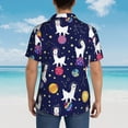 thumbnail image 6 of Balery Lama in Space Print Men's Hawaiian Shirts Short Sleeve Beach Shirt Relaxed Fit Vacation Button Down Shirts-XX-Large, 6 of 9