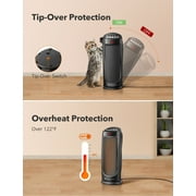 Space Heater, Ceramic Tower Heater with Eco Mode, Remote Control, 65° Oscillation, 12H Timer, Overheating & Tip-Over Protection, PTC Electric Heater for Bedroom/Living Room/ Office