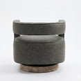 thumbnail image 3 of GOMYHOME 29" Swivel Accent Barrel Chair, Gray PU Faux Leather, Wood Base, 3 of 9