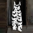 thumbnail image 2 of WULMLEO Halloween Jumpsuits Women Cotton Linen Cute Spaghetti Strap Wide Leg Adjustable Tie Pants Casual Fashion Rompers Breathable Pumpkin Overalls with Side Pocket White 2XL, 2 of 7