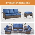 thumbnail image 4 of PARKWELL 3-Piece Patio Sofa Couch with Cushioned Ottoman Seat Foot Rest,Outdoor Rattan Wicker Conversation Furniture Sets,Navy, 4 of 11