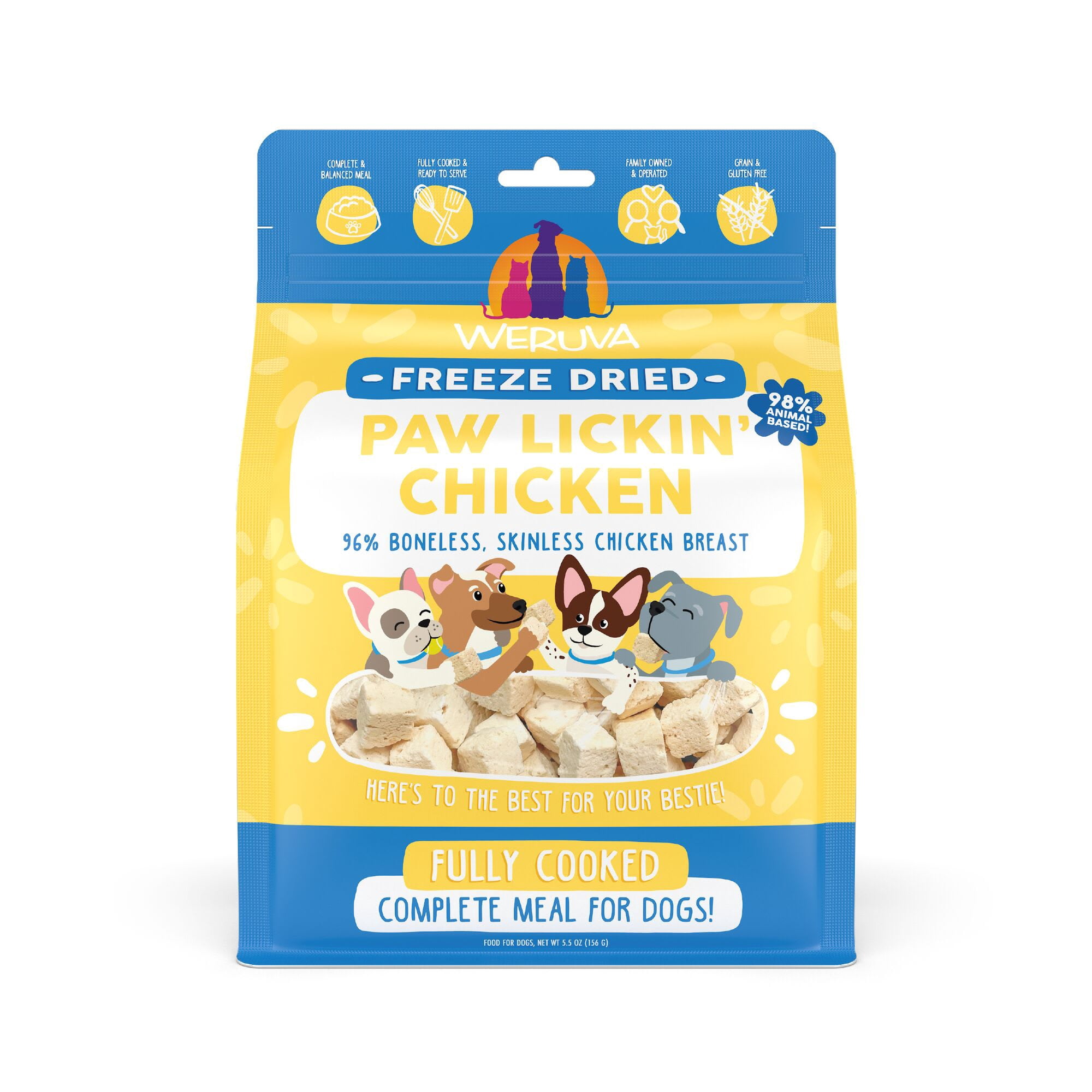 Weruva Freeze Dried Paw Lickin Chicken with Gently Cooked Boneless, Skinless Chicken Breast Dog Food, 5.5 oz.