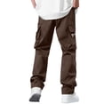 thumbnail image 6 of Havenre Men's Casual Cargo Pants Lightweight Workout Joggers Stretch Sweatpants Hiking Drawstring Athletic Sweat Pants with Multi Pockets Coffee XXL, 6 of 9