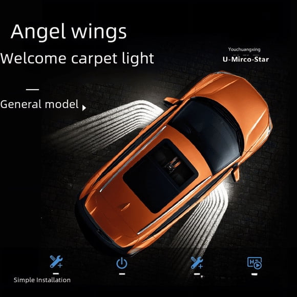 Luz de bienvenida con alas de ángel modificadas universales Luz de bienvenida Luz de manta Luz de bienvenida para puerta Luz de ambiente