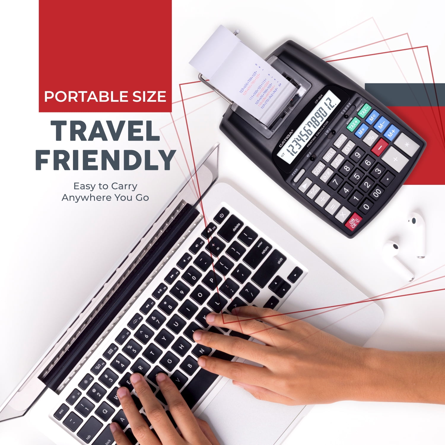 Commercial Printing Calculator, 12-Digit LCD Display, 2.03 Lines/Second, Two-Color Printing, AC Adapter (Black)
