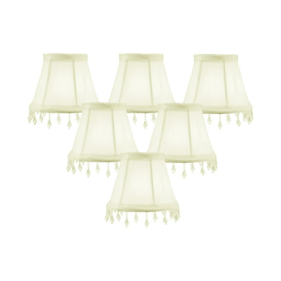 Set of 6 Candelabra Stretch Eggshell with Liner Clear Beads 3x5x4