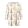 thumbnail image 5 of HAVUITYY Easter 3/4 Sleeve Sweaters for Women, Cute Printed Womens Lightweight Crew-neck Tops, Women's Spring Loose Pullover, 5 of 5