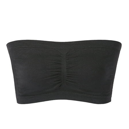 

Hunpta Plus Size Strapless Bras For Women Stretch Comfy Bandeau Comfy Detachable Pad Wire-free Bralette Tube Top