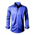 thumbnail image 3 of Eltusu Men's Casual Button Down Shirts, Stretchy Solid Color Turn Down Collar Casual Long Sleeve Shirts Blue Size S, 3 of 7