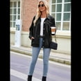 thumbnail image 4 of Chaqueta Vaquera de Larga con Botones y Bolsillos para Mujer Negro y Gris L, 4 of 9