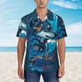 thumbnail image 2 of Fotbe Blue Iceberg Leaf Wolf Camisa Hawaiana para Hombre Unisex – Camisa Casual de Verano con Botones de Manga Corta de Algodón y Lino,Small, 2 of 7