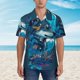thumbnail image 2 of Fotbe Blue Iceberg Leaf Wolf Camisa Hawaiana para Hombre Unisex – Camisa Casual de Verano con Botones de Manga Corta de Algodón y Lino,Small, 2 of 7