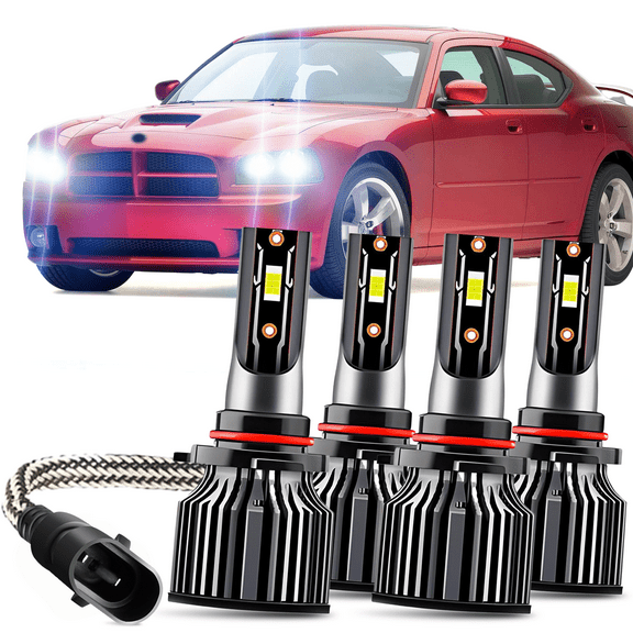 For 2006 2007 2008 2009 Dodge Charger Combo LED Headlight Bulbs 6500K White
