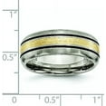 thumbnail image 6 of Chisel Titanium Antiqued and Brushed with 14k Gold Inlay 8.2mm Grooved Band - Ring Size 13.5, 6 of 8