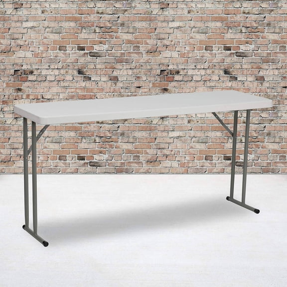 5' Rectangular Folding Table, White, Indoor/Outdoor Use