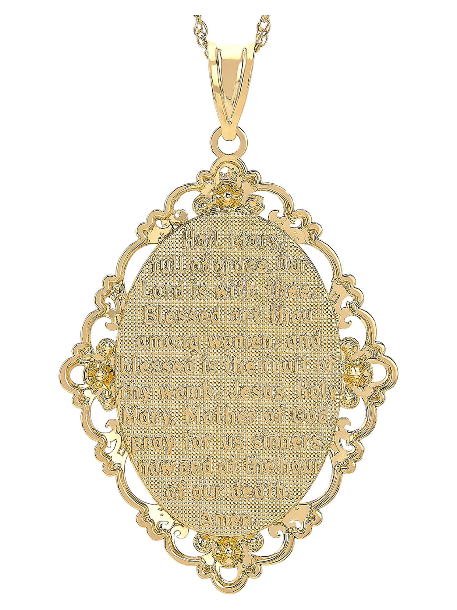 Brilliance Fine Jewelry Sterling Silver and 18K Gold Plated Virgin Mary with Crystal Pendant, 18" Necklace