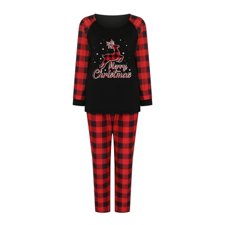 

Holiday Graphic Matching Family Christmas Pajamas Set Christmas Pjs For Family Set Red Plaid Top And Long Pants Sleepwear Sets Black M Y2Y