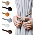 thumbnail image 1 of Magnetic Curtain Tiebacks- Upgrade 2022 with a Thicker Twist Rope and Strong Magnet Tieback Window Treatment Holdbacks Draperies Holders Decorative Drape Handmade Curtain Tie Back (Beige, 2), 1 of 5