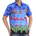 thumbnail image 6 of HAPPY BAY Men's Hawaiian Shirt Vacation Casual Short Sleeve Button Down Beach Shirts for Men Summer XL Blue Flamingo, Blue, 6 of 6