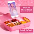 thumbnail image 6 of Paris Hilton Plastic Bento Box, Glitter Infused Lid, Customizable Compartments, Pink, 6 of 9