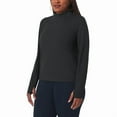 thumbnail image 2 of Mondetta Women's Long Sleeve Active Ribbed Quarter-Zip Pullover with Thumb Holes (Black, X-Small), 2 of 5