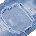 thumbnail image 3 of Lady Large Hole Destroyed Ripped Shorts Denim Hot Pants Jeans L Light blue, 3 of 8