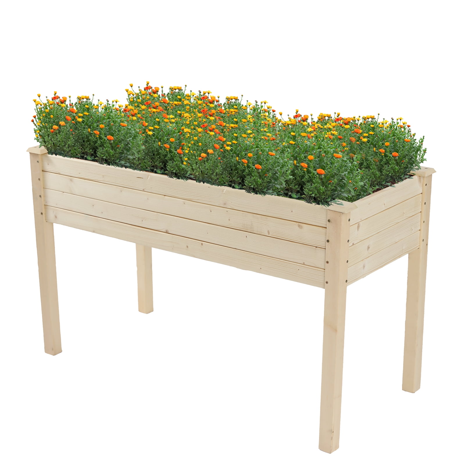 Patio Outdoor Solid Wood Raised Garden Bed Kit Elevated Wood Planter Garden Box Stand for for Backyard 4x4 FT