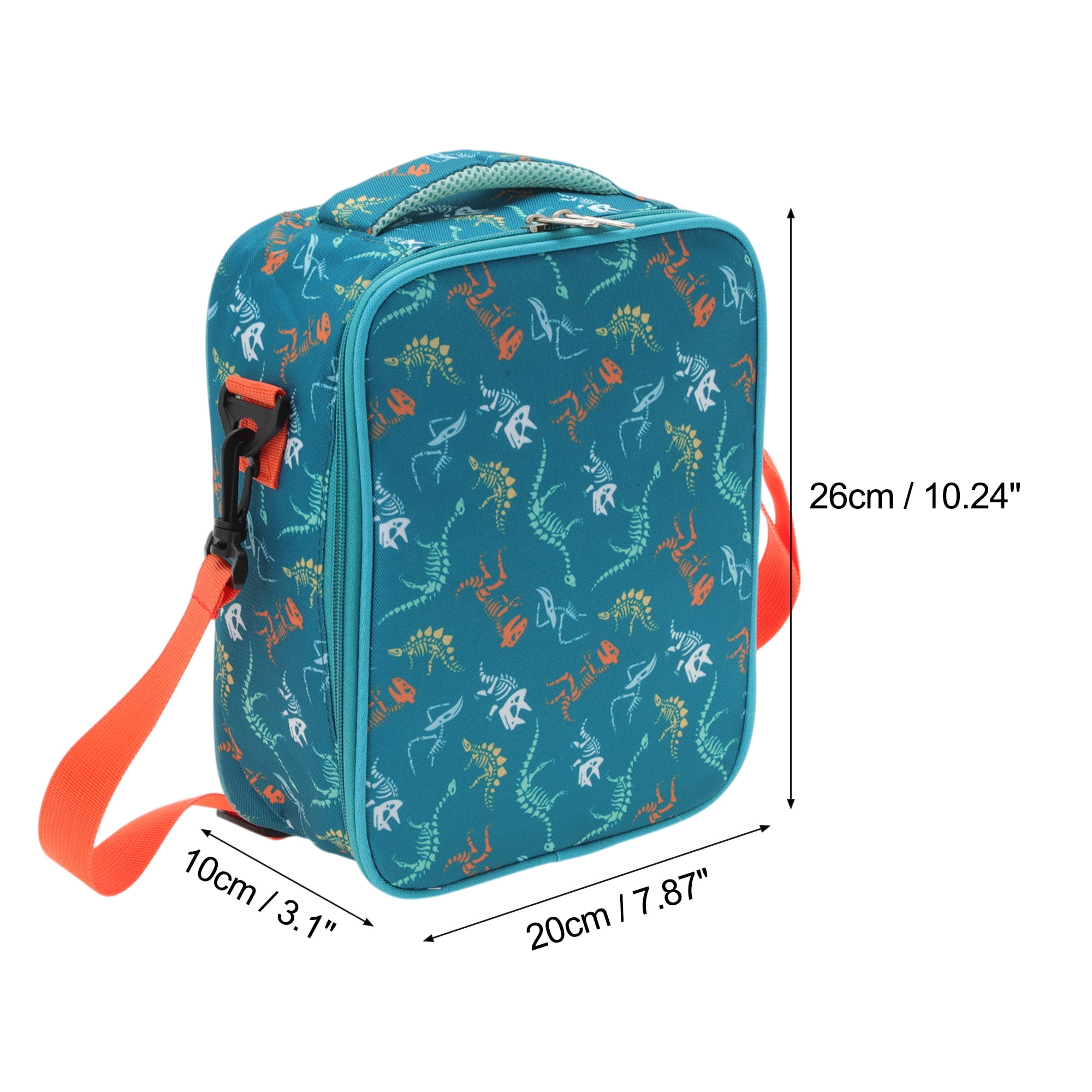 Unique Bargains Lunch Bag with Shoulder Strap 1 Pc Peacock Blue [Dinosaur]