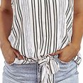 thumbnail image 3 of Camiseta sin mangas de verano con cuello Halter para mujer, informal, a rayas, sin mangas, con nudo frontal, ajuste holgado, 3 of 5