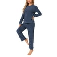 thumbnail image 4 of INSPIRE CHIC Women's Sweatsuits 2 Piece Outfit Fuzzy Flannel Lounge Sets Sweater Pants Pajama Sets 2XL Deep Blue, 4 of 6