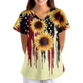 thumbnail image 5 of 250th Anniversary USA Scrub Tops Women Loose V Neck Red White and Blue Print Scrubs Short Sleeve Independence Day Patriotic Scrub Shirts Nursing Workwear Medical Nurse Uniform with Pockets Yellow 5XL, 5 of 5