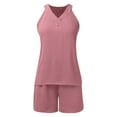 thumbnail image 5 of Riforla 2 Piece Sets for Women Soft Pajama V Neck Pj Shorts Set with Pockets Cute Sleepwear Summer Outfits Elegant Women's Sets Watermelon Red XL, 5 of 6