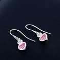 thumbnail image 3 of Gem Stone King 925 Sterling Silver Pink Moissanite and White Lab Grown Diamond Dangle Earrings for Women (1.20 Cttw, Gemstone, Heart Shape 5MM, Frechwire), 3 of 3