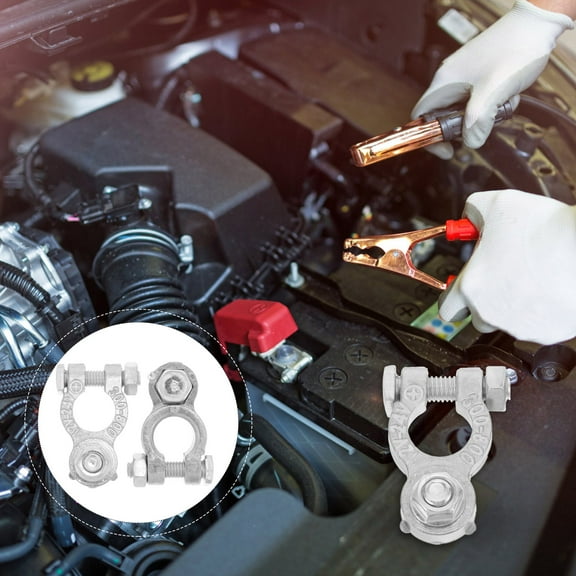 FRCOLOR Zinc Alloy Battery Terminal Clamp for Car Compatible with Various Models Silver Color