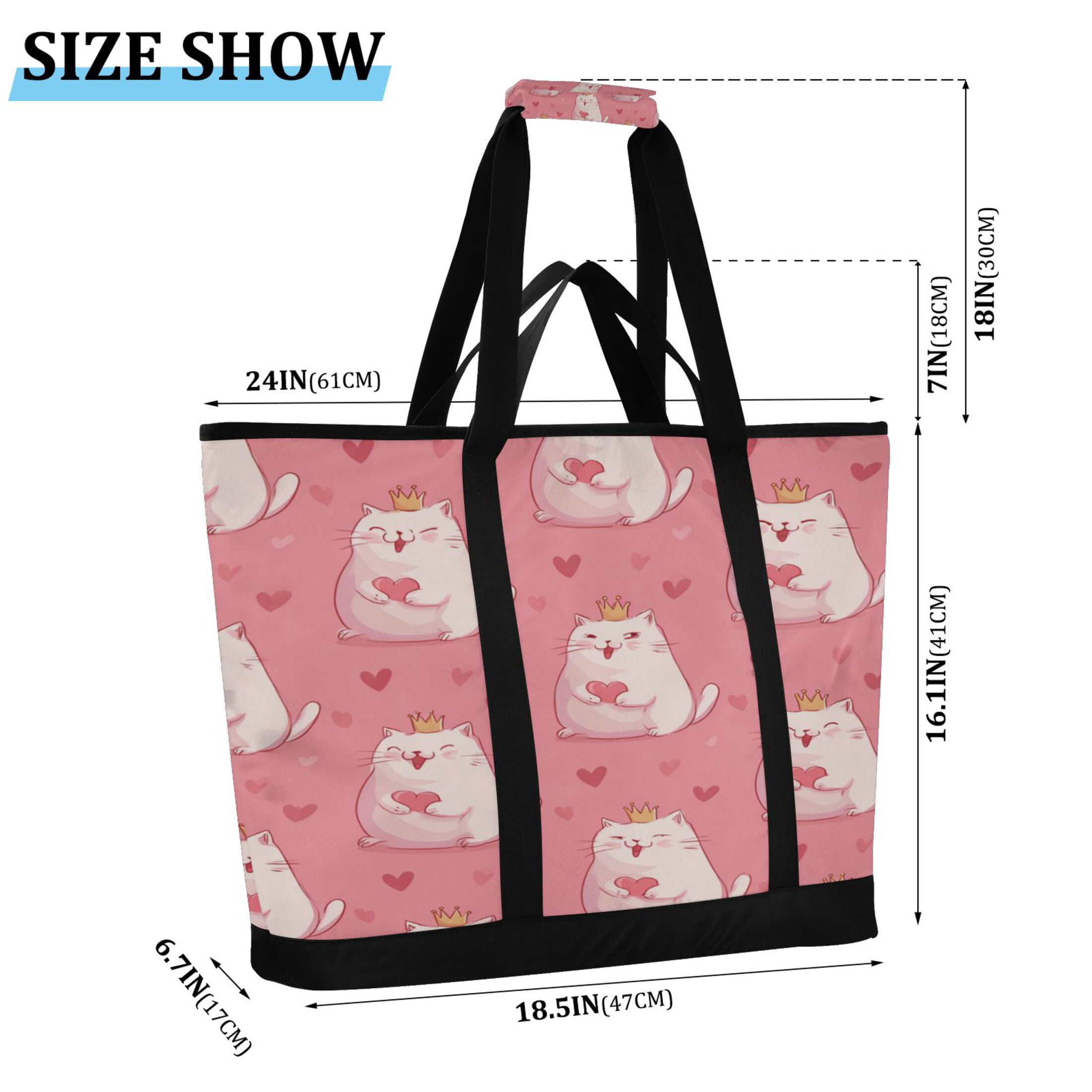 Extra-Large Wide Opening Design Capacity Hand-Held Ice Pack Thickened Insulation Layer For Long-Lasting Cold Retention For Outdoor Shopping Picnics And Camping White Fat Cat