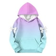 thumbnail image 3 of Lmnyox Girls Print Sweatshirts with Pocket Loose Striped Long Sleeve Hoodies Kids Hooded Pullover Tops, 3 of 5