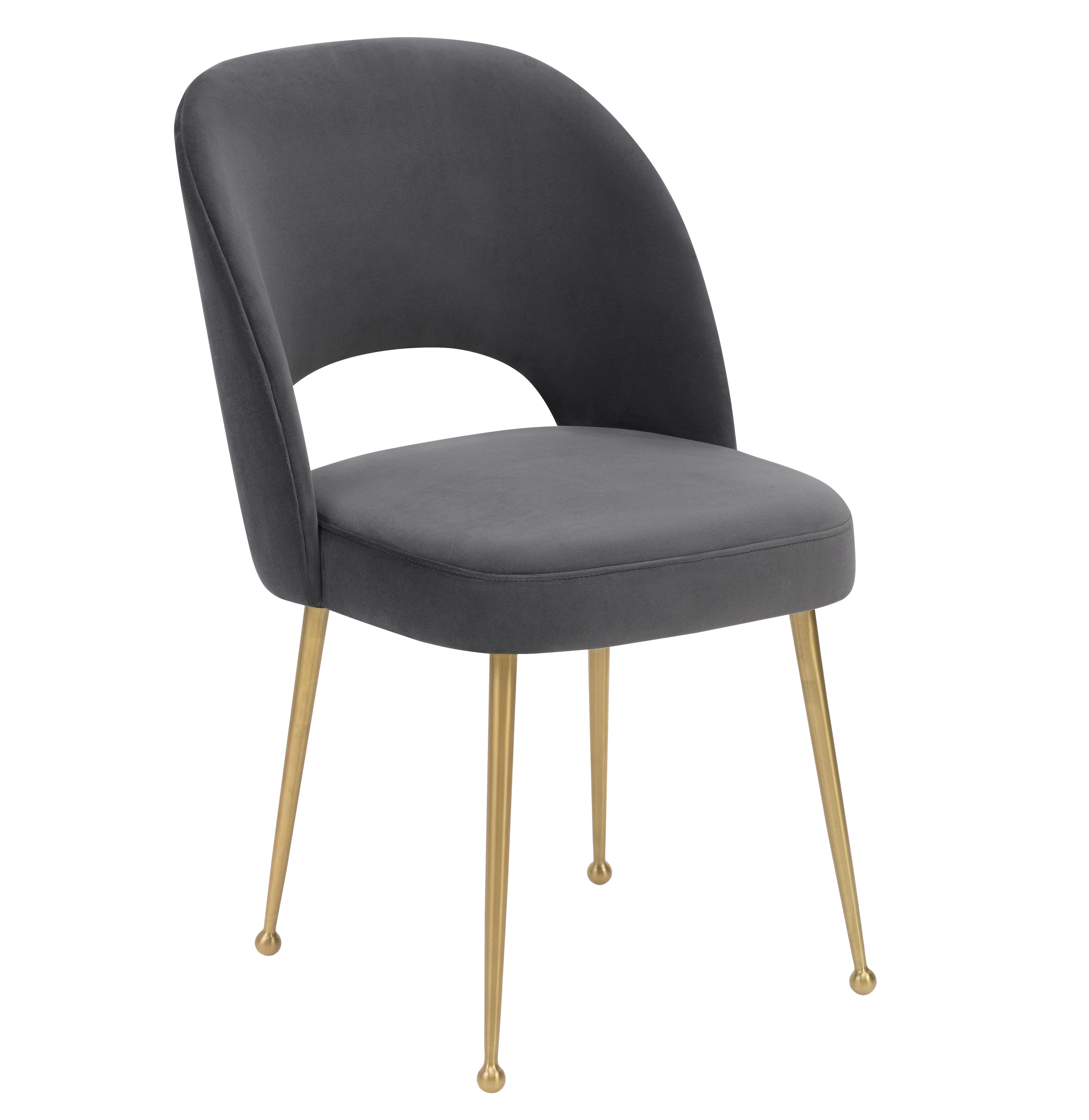 TOV Furniture Swell Dark Grey Velvet Chair with Gold Legs