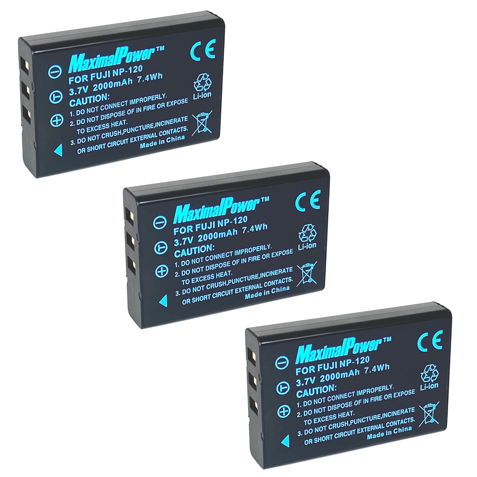 MaximalPower 3-Pack Battery Replacement for Fuji NP-120 FNP120 NP-120B Fujifilm FinePix 603 FinePix F10 Zoom FinePix F10 FinePix F10 FinePix F11 FinePix M603 Zoom FinePix M603 Cameras