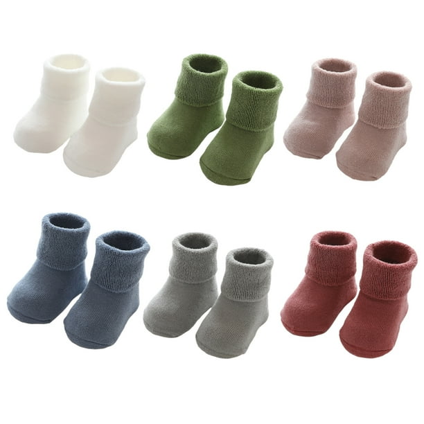 Laklulu - Calcetines de algodón peinado para bebé, calcetines hasta el tobillo para niño pequeño, antideslizantes, bonitos calcetines para bebé recién nacido con agarraderas, 6 pares
