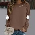 thumbnail image 4 of Spooky Season Halloween Sweatshirts for Women 2025 Cute Ghost Graphic Long Sleeve Crewneck Sweatshirt Pullover Tops, 4 of 6