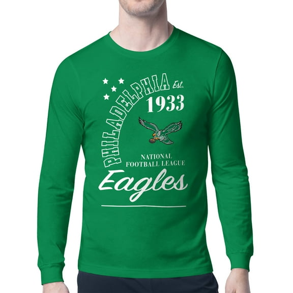 Men's Starter Kelly Green Philadelphia Eagles Retro Team Logo Long Sleeve T-Shirt