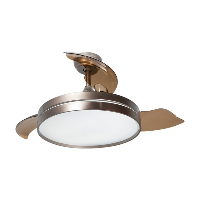 Ventilador De Techo Retráctil 42, Luz LED, Marrón, 3 Aspas, 6 Velocidades